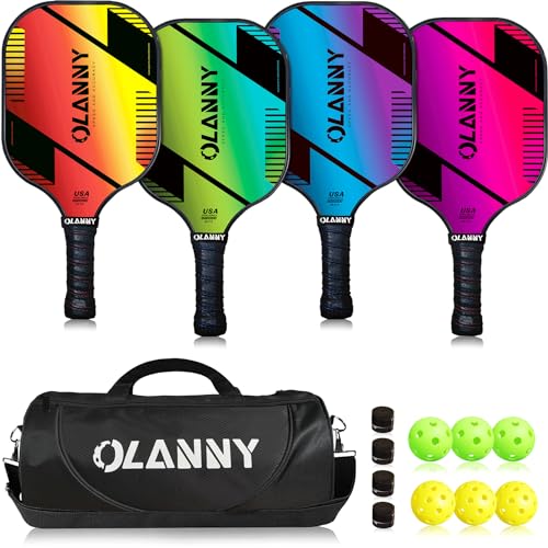 OLANNY Gradient Graphite Pickleball Paddles Set - Premium Fiber Face & Honeycomb Core