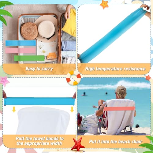 8-Pack Silicone Beach Towel Bands for Cruise and Pool Chairs