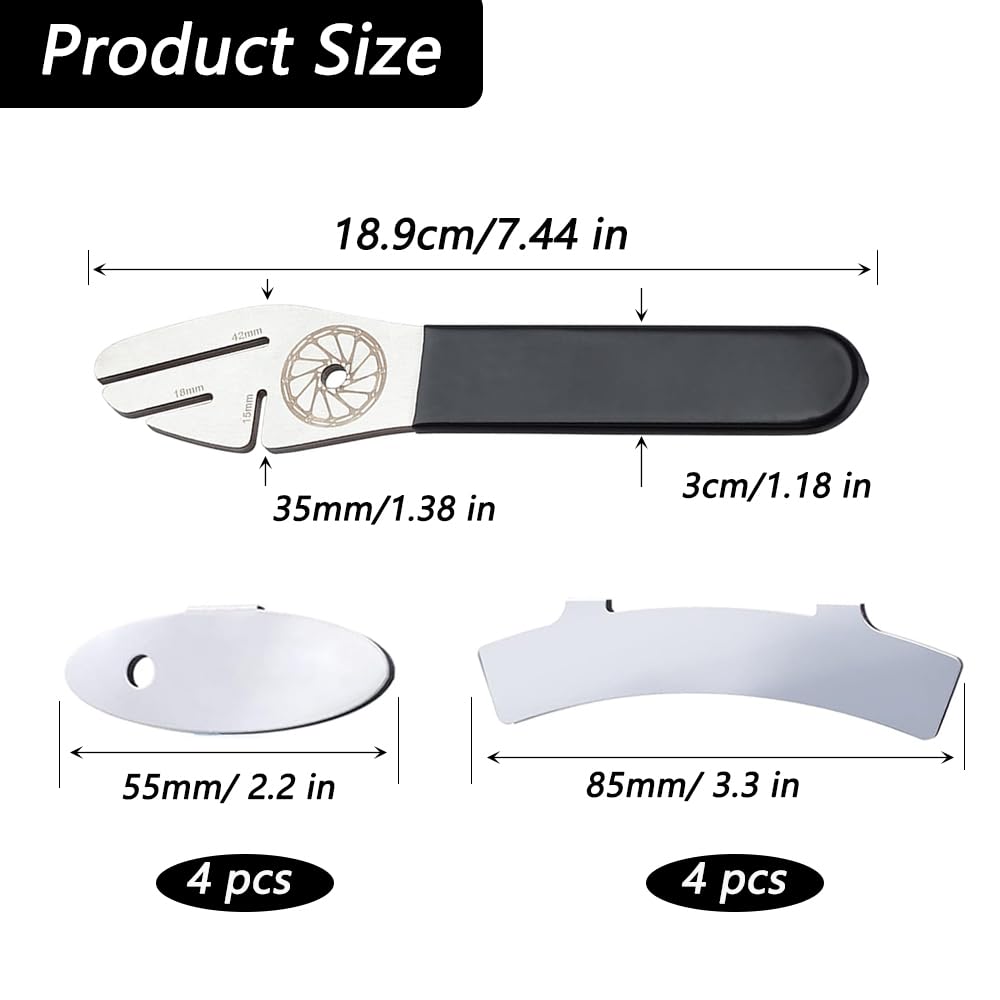 LHMYTREE Rotor Truing Fork Bike Disc Alignment Tool Bicycle Brake Wrench,3 Slot Bicycle Brake Wrench,and 8 PCS Bicycle Disc Brake Pads Adjusting Tool (Arc and Ellipse Shape),Used for Mountain Bikes.
