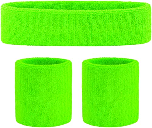 Neon Sweatbands & Wristbands Set - 80s Sports Accessories