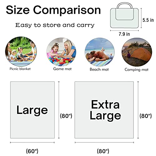 K Y KANGYUN Light Brown 80x60 Inch Waterproof Picnic Blanket for Outdoors & Indoor Use
