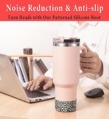 2-Pack Silicone Protective Boot for Tumblers & Bottles - Leopard Print