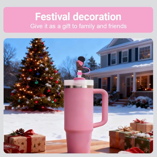 8-Piece Pink Black Girl Straw Covers for Stanley Cup - Black Girl 1