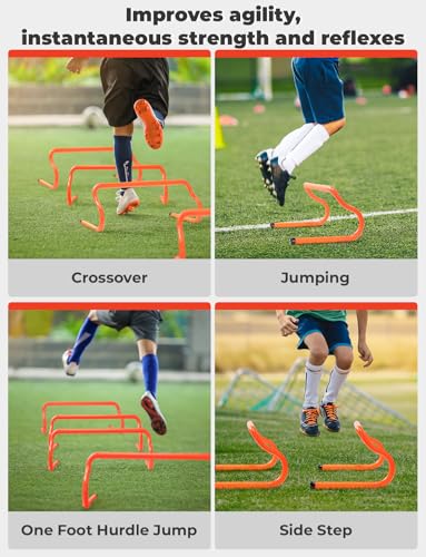 Hexagonal Agility Rings Set - 6 Rings with Connectors & 5 Speed Hurdles