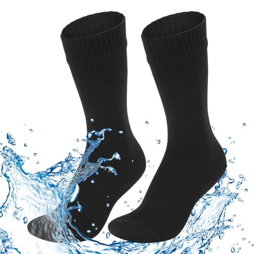 Jspupifip Unisex Waterproof Breathable Socks - Medium Black for Outdoor Activities