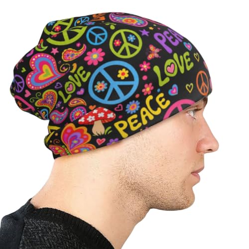 Athjunss Cat Beanie Hat Chemo Headwear Slouchy Skull Sleep Cap 60s 70s Peace Winter