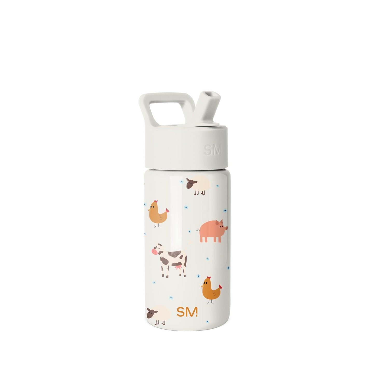 Simple Modern Kids Water Bottle with Straw Lid | 14oz Insulated Stainless Steel Kids Tumbler & Spill Proof Toddler Cup for School, Girls, Boys | Summit | Farm Animals