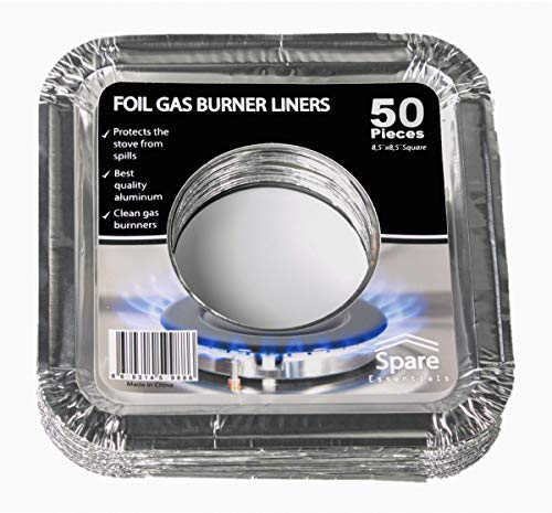 Disposable Gas Burner Liners 50 Pack, Aluminum Foil Square Stove