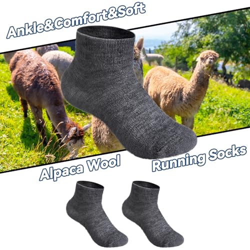 Cutecrop 2 Pairs Dark Gray Alpaca Wool Ankle Socks - Size 10-13