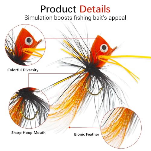 20pcs Fly Fishing Poppers Topwater Lures for Bass & Trout