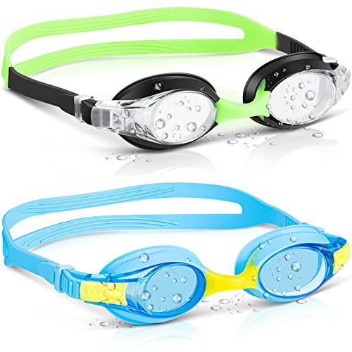 Kids Swim Goggles - Anti-Fog, No Leak, Clear Vision - Blue + Black