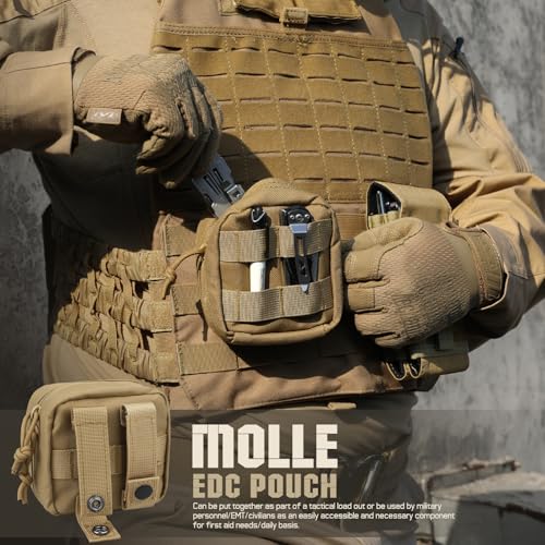 RXW Khaki 2 Pack Mini Molle Pouches Tactical EDC Belt Pouches