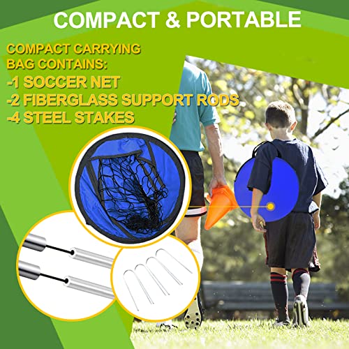 Pop Up Soccer Goal for Backyard & Beach Training - Blue