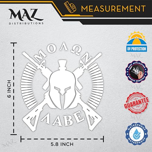 Molon Labe Vinyl Decal - Waterproof Spartan Warrior Sticker for Car or Laptop