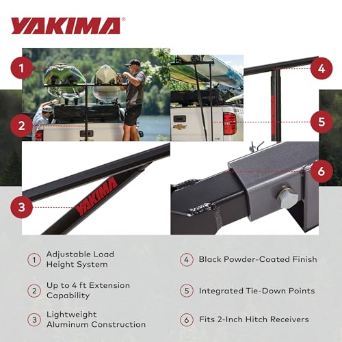 Adjustable Tailgate Rack for Kayaks, Lumber & Ladders - 60" Crossbar
