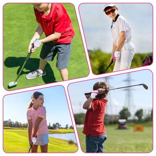 Kids Golf Glove - Left Hand Breathable Junior Glove, Medium Pink (Age 5-7)