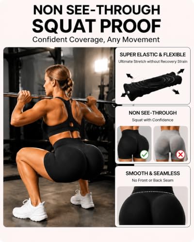 Women's Scrunch Butt Lifting Gym Biker Shorts - Medium/Black