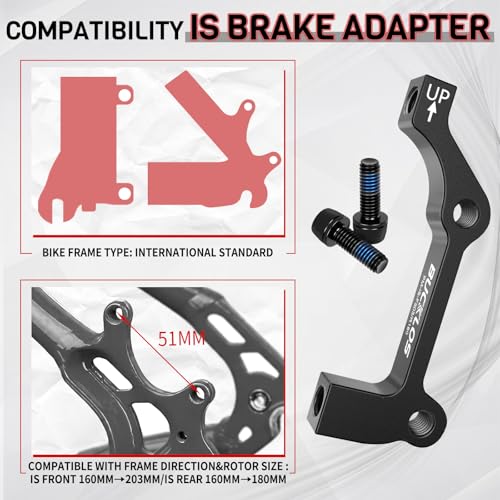 180mm Disc Brake Caliper Mount Adapter - Black / IS Rear