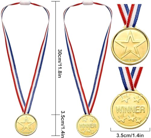 Gold Award Medals with Ribbons - 20 Pack for Sports & Celebrations