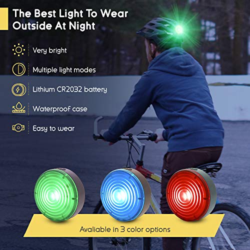 LED Safety Lights - Waterproof Clip On Running Lights, 2 Pack, Green