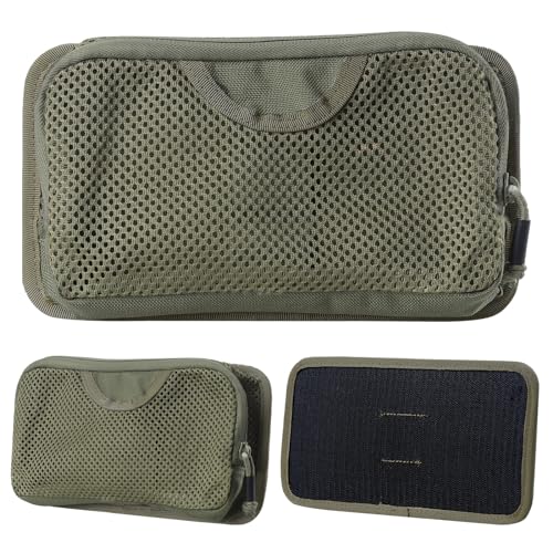 LIVANS Tactical Mesh Zipper Pouch - Modular Organizer, Ranger Green