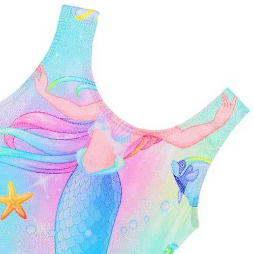 Sleeveless Gymnastics Leotard for Girls - Blue Fishtail, 2-3T