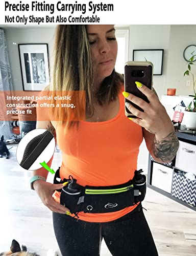 Hydration Running Belt with Water Bottles - Black & Green