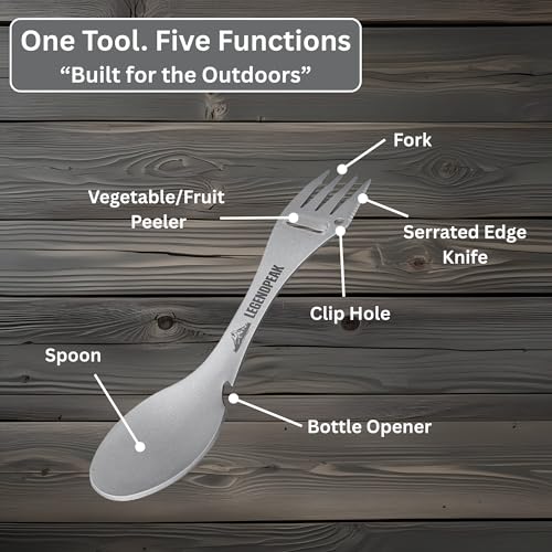 LegendPeak 5-in-1 Titanium Spork Camping Utensil - Single Pack, Ultralight & Durable