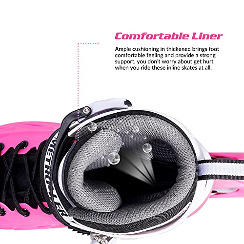 METROLLER Adjustable Inline Skates for Girls Boys Women Adults - Rose (Large Youth & Adult 4-7 US)