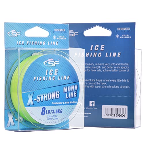 8LB Fluor Green Monofilament Ice Fishing Line - 330YD