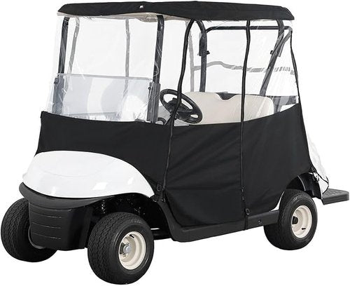 Anrgterg Golf Cart Enclosure 2 Passenger, Golf Cart Rain Cover Waterproof Dual Zipper Door Design Portable 300D Driving Enclosure Black