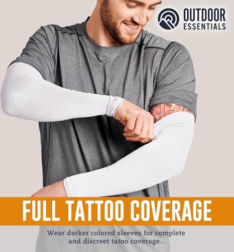UV Sun Sleeves for Men & Women - 2 Pairs, White | Cooling Arm Sleeves UPF 50+