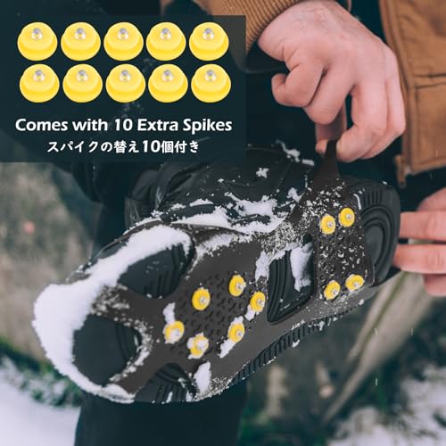 Ice Cleats for Shoes - 10 Studs Traction Crampons - Black