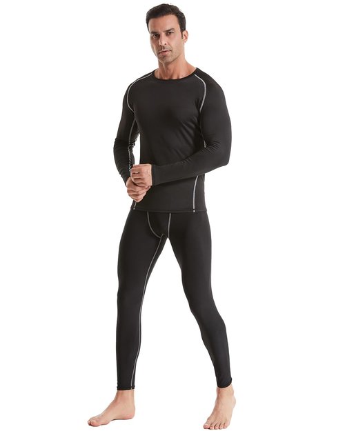 ATTIQOZI 4,5,6 Pack Men's Compression Shirts Long Sleeve Rash Guard Workout Undershirt Base Layer Athletic Shirt Black(5pack) L