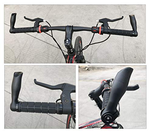 Platt Carbon Fiber MTB Bar Ends with Bar End Caps (126mm, 22.2mm clamp) - Lightweight Aluminum Alloy