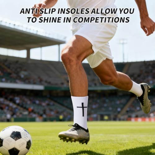 Anti-Slip Soccer Socks - Bible Verse Christian Sports Grip - White