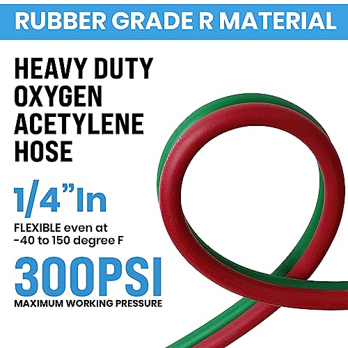 YOTOO Heavy Duty Oxygen Acetylene Hose 1/4-Inch ¡¿ 50 Feet with 9/16"-18 B fittings Twin Welding Hose