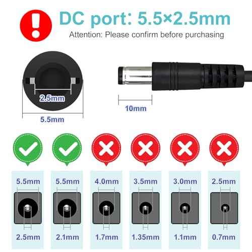 DC Power Supply Adapter MAX 21V 15W,Battery Charger for 18V 20V 21V Tool Battery Pack,with 5.5x2.5/2.1mm Connector and a DC Female Connector, Ideal for Lithium Batteries,led,Power Tools