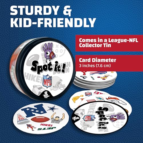 Spot It! NFL Edition Card Game - Fast-Paced Family Fun with 55 Cards