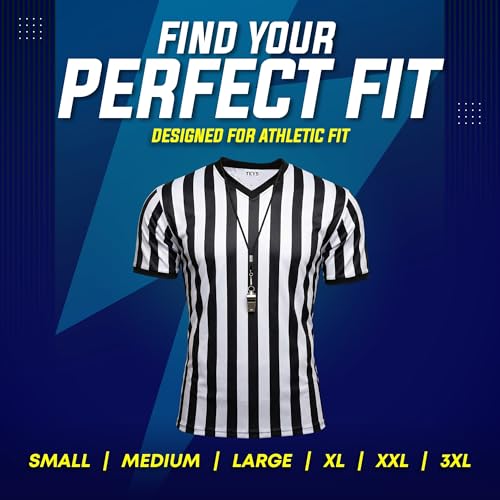 Men's V-Neck Referee Shirt - Soccer, Football, Basketball Official Jersey