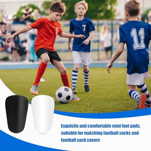 Mini Soccer Shin Guards - 4 Pack, Black & White, 8x5cm