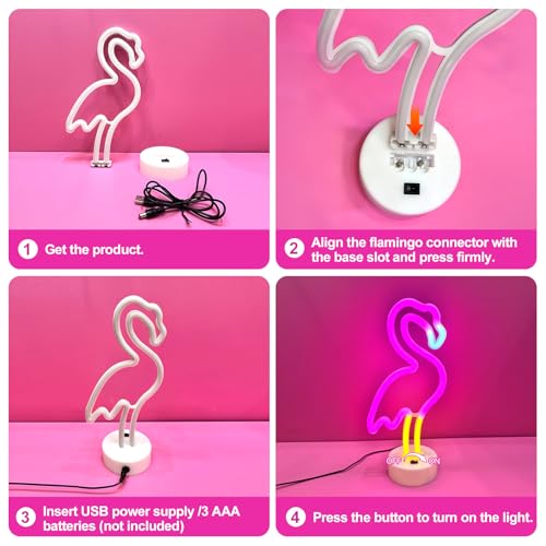 UrsaMajor 2 Pack Neon Signs, Pink Flamingo & Neon Palm Tree, USB/Battery Powered, Energy Efficient, Decor Lights for Girls Bedroom, Party, Dining Tables, Office desk, Valentine Gifts