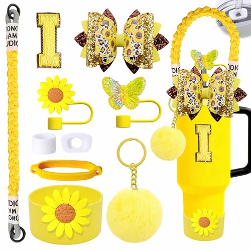 Yellow Daisy Tumbler Accessories Set for Stanley Cup 30oz 40oz