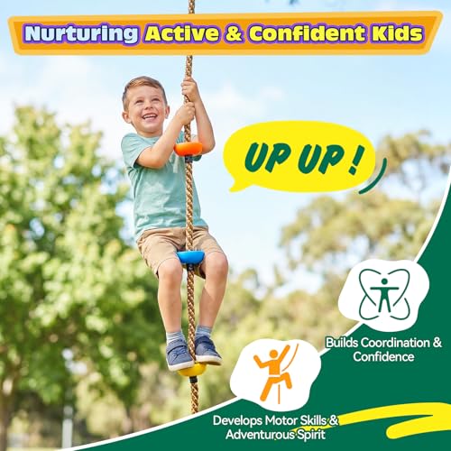 Tree Swing for Kids - 330LB Climbing Rope with Disc - Green