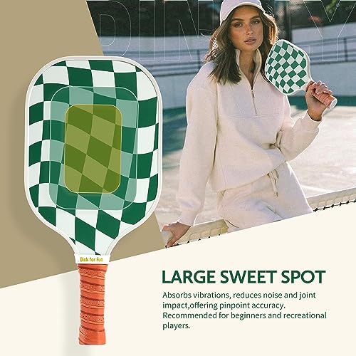 Pickleball Paddle Set - 2 Graphite Rackets with Carry Bag - Wave Check Dark Green