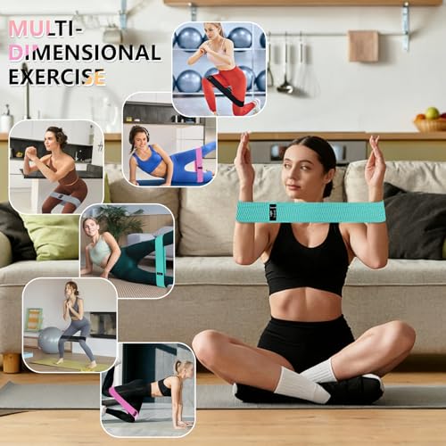 Resistance Bands Set for Workouts - 4 Levels, Fabric Booty Band - Green, Pink, Grey, Black