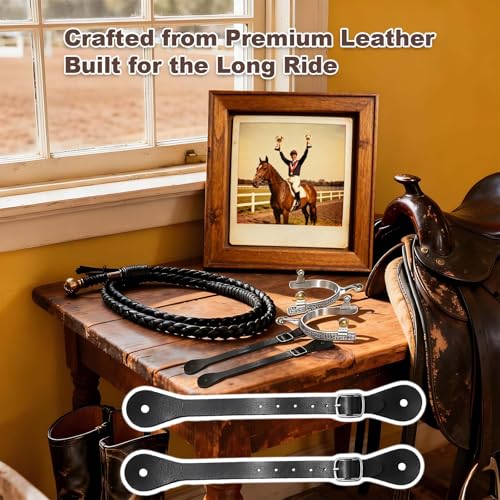 Premium Genuine Leather Spur Straps for Equestrian Use - 2-Pack