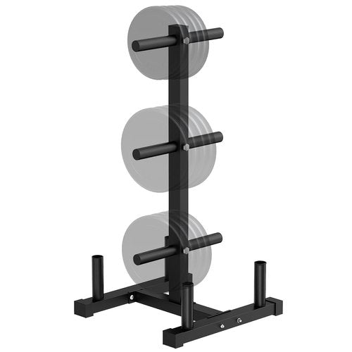 Weight Plate Rack for Home Gym - 6 Post Olympic Plate Holder with Wide Stability Base, Barbell Storage & Bumper Plate Tree Organizer, Heavy Duty Space Saving Gym Equipment