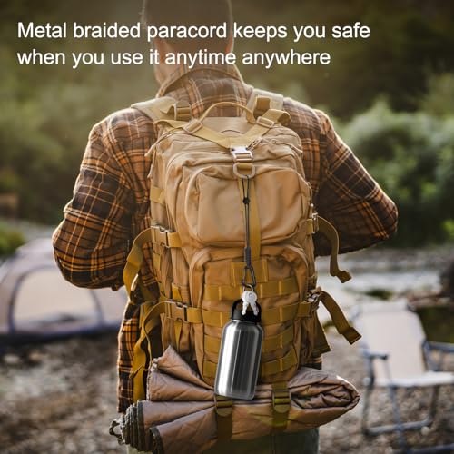 Paracord Keychains - 2-Pack Adjustable Lanyard Strap - Black