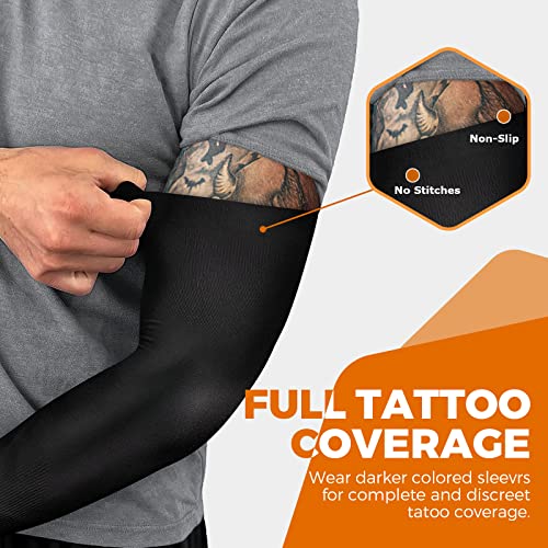 Cooling Compression Arm Sleeves - UV Sun Protection - Larger Black White